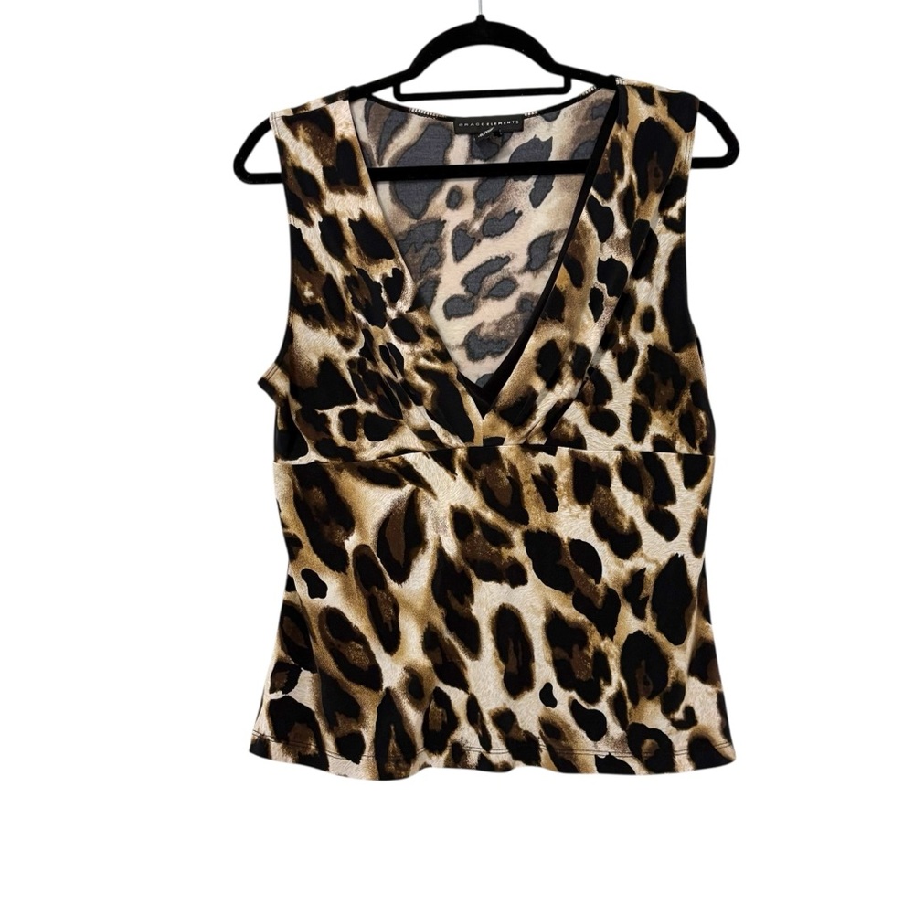 Vintage Y2K Grace Elements Size Large Leopard Print Babydoll Tank Top Mobwife